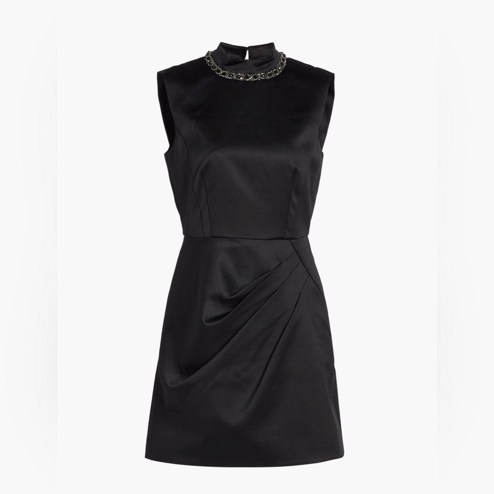 SALONI Black Chain-Embellished Mini Dress